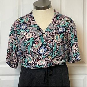 Double Breasted Retro Patterned Blouse